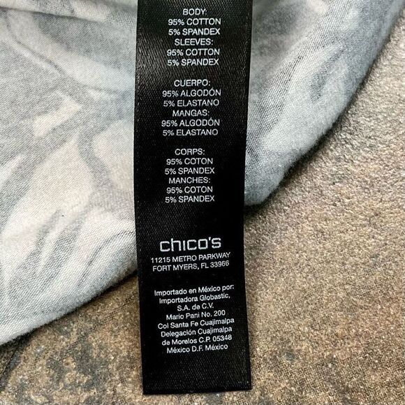 Zenergy By Chico’s Rose Floral Stripe V-neck 3/4 Sleeve Top 3 XL 16 - Picture 8 of 10